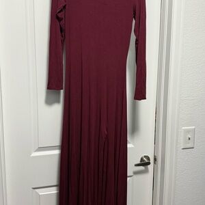 Lulu's Deep Red Long Sleeve Dress